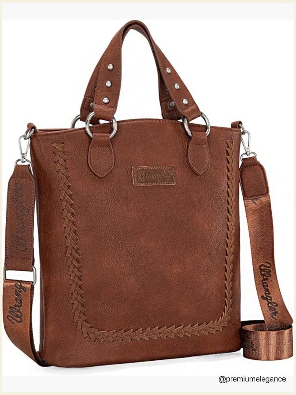Large Crossbody Tote Bag Vegan Leather Whipstitch Satchel Handbag